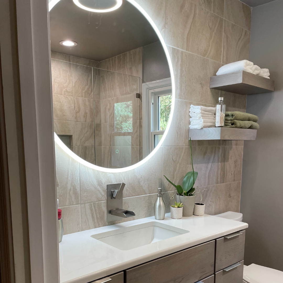 Residential bathroom lighting installation.